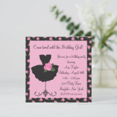 Invitation Rose rose Ballerina fête d'anniversaire (Debout devant)