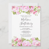 Invitation Rose rose baptism floral baptême (Devant)