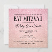 Invitation Rose rose Bat mitzvah Faux Parties scintillant Pei (Devant)