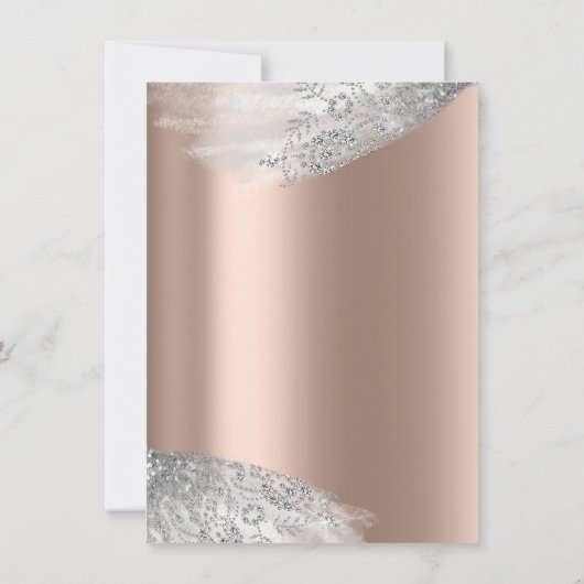 Invitation Rose rose blanc 16e mariage gris argenté (Dos)