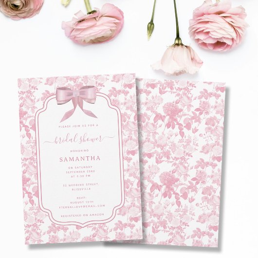 Invitation Rose rose blanc Chinoiserie Fête des mariées