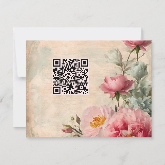 Invitation Rose rose bleu français Floral Mariages élégants (Dos)