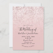 Invitation Rose rose Blush or Parties scintillant Mariage de (Devant)