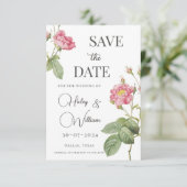 Invitation Rose rose botanique floral chic Enregistrer la dat (Debout devant)