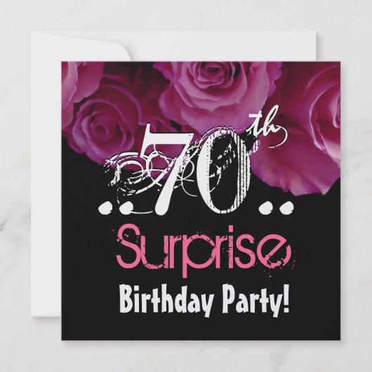 Invitation Rose Rose Bouquet 70e anniversaire surprise Metall (Devant)