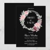 Invitation Rose rose Bourgogne Élégante Flora Sweet 16 Annive (Devant / Derrière)