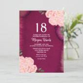 Invitation Rose rose Bourgogne violet 18e anniversaire Invita (Debout devant)