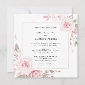 Invitation Rose rose Carré Mariage (Devant)