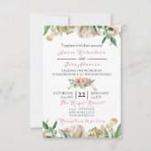 Invitation Rose rose Champaigne Or Floral Rose Mariage (Devant)