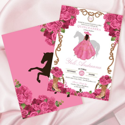 Invitation Rose rose charro occidental vestidos Quinceañera