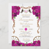 Invitation Rose rose chaud de Fuchsia Western Charra Quinceañ (Devant)