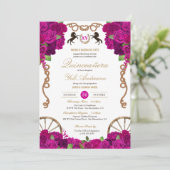 Invitation Rose rose chaud de Fuchsia Western Charra Quinceañ (Debout devant)