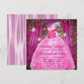 Invitation Rose rose chaud Quinceanera (Devant / Derrière)