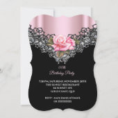 Invitation Rose rose clair Dentelle de fête d'anniversaire Bl (Dos)