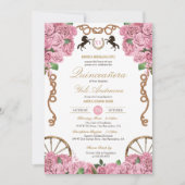 Invitation Rose rose clair Floral Ouest Charra Quinceanera (Devant)