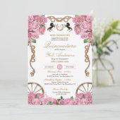Invitation Rose rose clair Floral Ouest Charra Quinceanera (Debout devant)