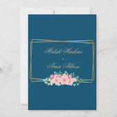 Invitation Rose rose classique Bleu islamique mariage musulma (Dos)