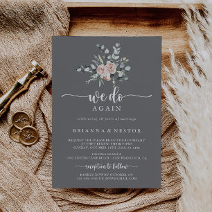 Invitation Rose rose classique Gris Nous recommençons Vow ren