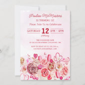 Invitation Rose Rose Coeur Tourbillonnant Saint Valentin 18e  (Devant)