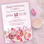 Invitation Rose Rose Coeur Tourbillonnant Saint Valentin 40e<br><div class="desc">Les filles de tous âges adoreront ce design féminin. Des roses d'aquarelle rose et des coeurs tourbillonnant fantaisistes créent l'invitation parfaite à l'anniversaire de 40 ans pour un anniversaire de février ou de Saint-Valentin. L'aquarelle rose la plus douce encadre parfaitement le texte et les graphiques. L'arrière est aussi joli que...</div>
