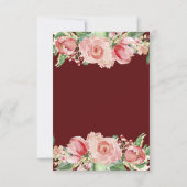 Invitation Rose rose crémeuse Marsala Floral Rose Mariage (Dos)