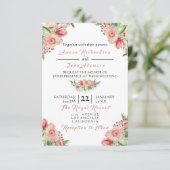 Invitation Rose rose crémeux Peint Floral Rose Mariage (Debout devant)