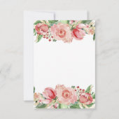 Invitation Rose rose crémeux Peint Floral Rose Mariage (Dos)