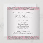 Invitation Rose rose Damask femmes fête d'anniversaire (Dos)