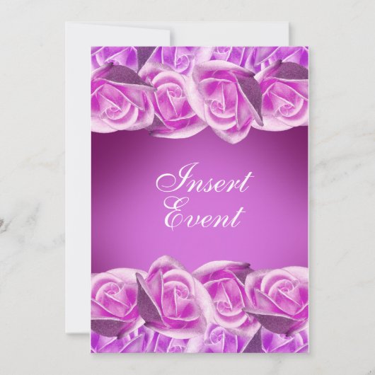 Invitation Rose rose "doux seize ans" mariage violet rose (Devant)