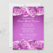 Invitation Rose rose "doux seize ans" mariage violet rose (Dos)