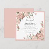 Invitation Rose rose Dusty Fête des mariées botanique (Devant / Derrière)