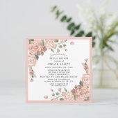 Invitation Rose rose Dusty Fête des mariées botanique (Debout devant)