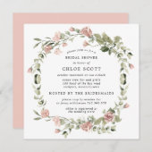 Invitation Rose rose Dusty Fête des mariées botanique (Devant / Derrière)