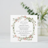 Invitation Rose rose Dusty Fête des mariées botanique (Debout devant)
