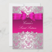 Invitation Rose rose et argent (Devant)