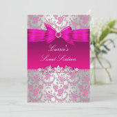 Invitation Rose rose et argent (Debout devant)