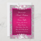 Invitation Rose rose et argent (Dos)