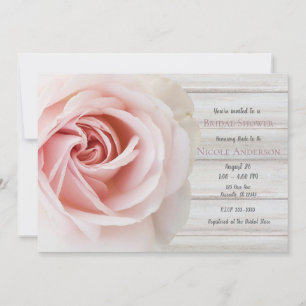 Invitation Rose rose et bois blanc shabby chic douche de mari