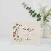 Invitation Rose rose et Eucalyptus Coeur Merci rustique (Debout devant)