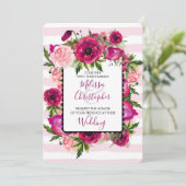 Invitation Rose rose et Mariage de bouquet de fleurs de pavot (Debout devant)