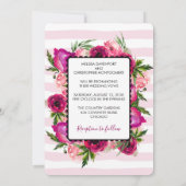 Invitation Rose rose et Mariage de bouquet de fleurs de pavot (Dos)