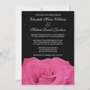 Invitation Rose rose et mariage noir