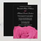 Invitation Rose rose et mariage noir (Devant / Derrière)