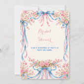 Invitation Rose rose et rubans bleus vintage (Dos)