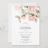 Invitation Rose rose et verdure Fête des mariées Feuille (Devant)