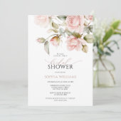 Invitation Rose rose et verdure Fête des mariées Feuille (Debout devant)