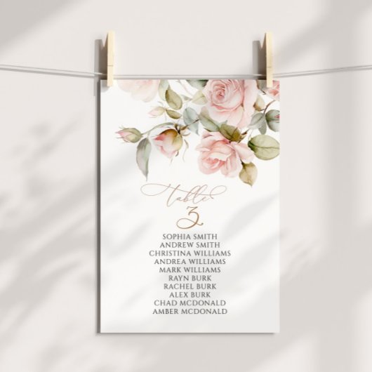 Invitation Rose rose et verdure Tableau numéro 3 Tableau de s