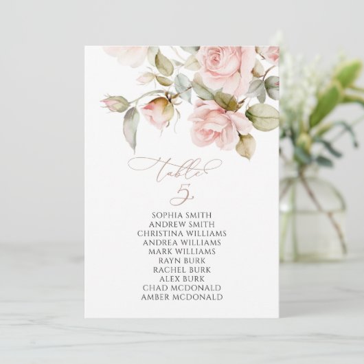 Invitation Rose rose et verdure Tableau Numéro 5 Tableau de s (Debout devant)