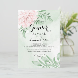 Invitation Rose Rose Eucalyptus Foliage Sexe Révélation