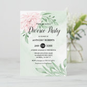 Invitation Rose rose Eucalyptus Folio Divorce Party (Debout devant)